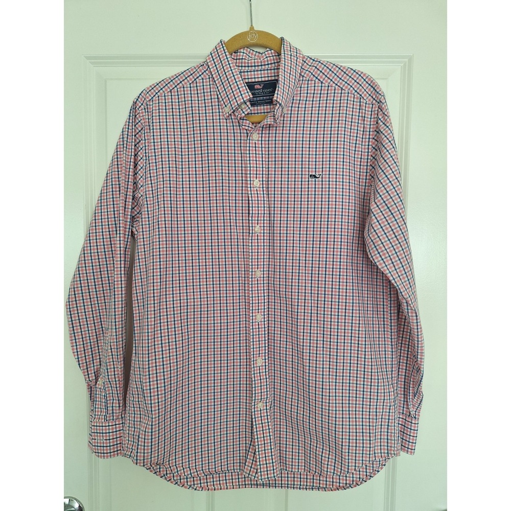 Vineyard Vines Shirt Men's‎ Size Medium Red White Blue  Slim Fit Tucker